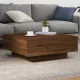 Barna tölgyszínű dohányzóasztal LED-lámpákkal 80 x 8 0x 31 cm