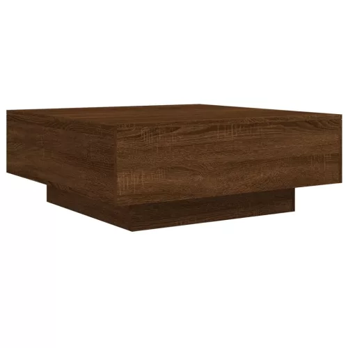 Barna tölgyszínű dohányzóasztal LED-lámpákkal 80 x 8 0x 31 cm