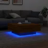 Barna tölgyszínű dohányzóasztal LED-lámpákkal 80 x 8 0x 31 cm