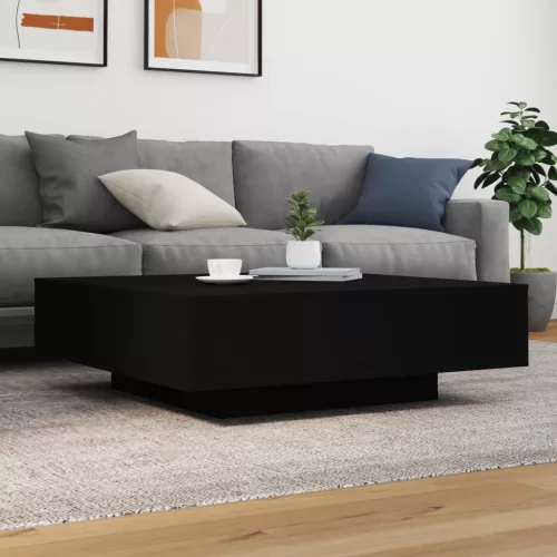 Fekete szerelt fa dohányzóasztal 100 x 100 x 31 cm