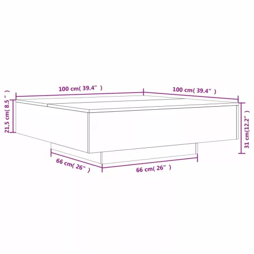 Betonszürke szerelt fa dohányzóasztal 100x100x31 cm