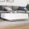 Fehér dohányzóasztal LED-lámpákkal 100 x 100 x 31 cm
