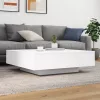 Fehér dohányzóasztal LED-lámpákkal 100 x 100 x 31 cm