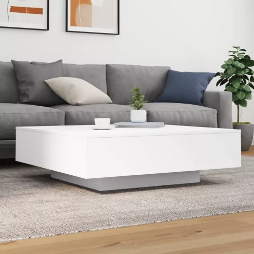 Fehér dohányzóasztal LED-lámpákkal 100 x 100 x 31 cm