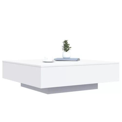 Fehér dohányzóasztal LED-lámpákkal 100 x 100 x 31 cm