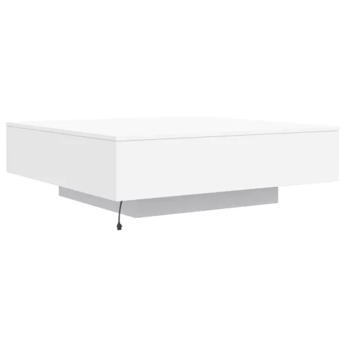 Fehér dohányzóasztal LED-lámpákkal 100 x 100 x 31 cm