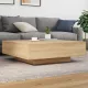 Sonoma tölgy színű dohányzóasztal LED-lámpákkal 100x100x31 cm