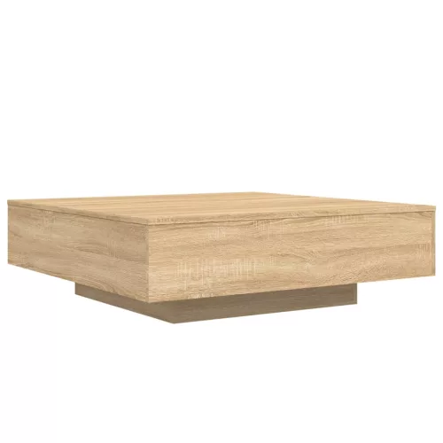 Sonoma tölgy színű dohányzóasztal LED-lámpákkal 100x100x31 cm