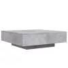 Betonszürke dohányzóasztal LED-lámpákkal 100 x 100 x 31 cm