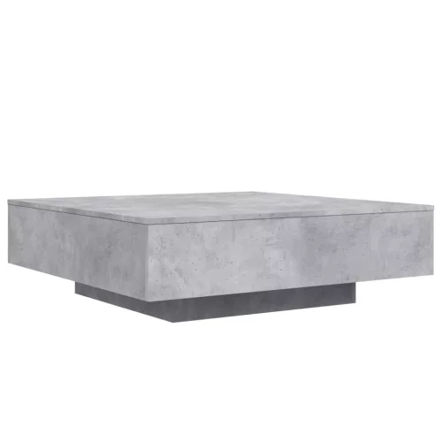 Betonszürke dohányzóasztal LED-lámpákkal 100 x 100 x 31 cm