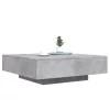 Betonszürke dohányzóasztal LED-lámpákkal 100 x 100 x 31 cm