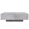 Betonszürke dohányzóasztal LED-lámpákkal 100 x 100 x 31 cm