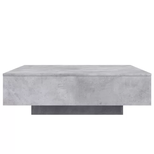 Betonszürke dohányzóasztal LED-lámpákkal 100 x 100 x 31 cm