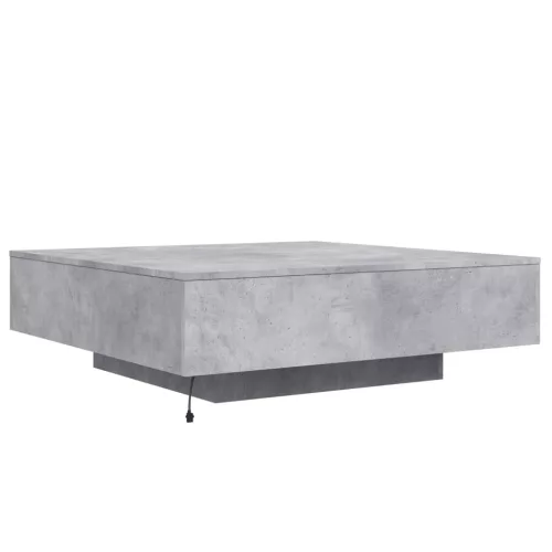 Betonszürke dohányzóasztal LED-lámpákkal 100 x 100 x 31 cm