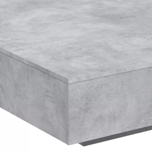 Betonszürke dohányzóasztal LED-lámpákkal 100 x 100 x 31 cm