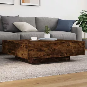   Füstös tölgy színű dohányzóasztal LED-lámpákkal 100x100x31 cm