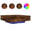 Füstös tölgy színű dohányzóasztal LED-lámpákkal 100x100x31 cm
