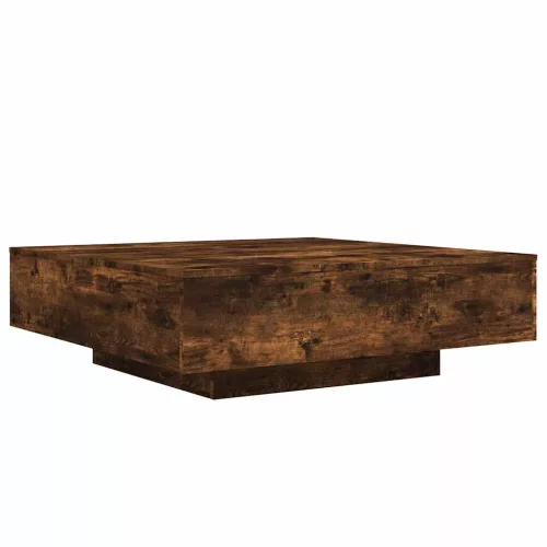 Füstös tölgy színű dohányzóasztal LED-lámpákkal 100x100x31 cm
