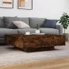 Füstös tölgy színű dohányzóasztal LED-lámpákkal 100x100x31 cm