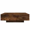 Füstös tölgy színű dohányzóasztal LED-lámpákkal 100x100x31 cm