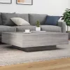 Szürke sonoma színű dohányzóasztal LED-lámpákkal 100x100x31 cm