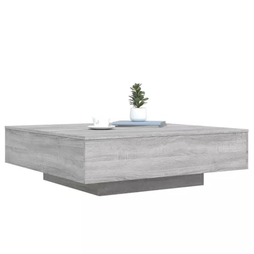 Szürke sonoma színű dohányzóasztal LED-lámpákkal 100x100x31 cm