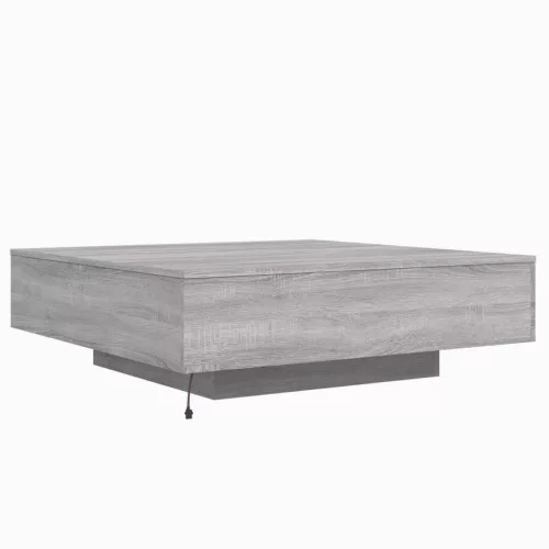 Szürke sonoma színű dohányzóasztal LED-lámpákkal 100x100x31 cm