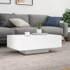 Fehér dohányzóasztal LED-lámpákkal 85 x 55 x 31 cm