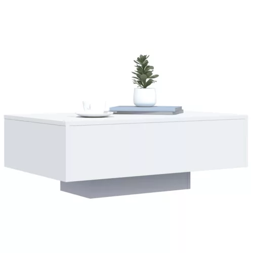 Fehér dohányzóasztal LED-lámpákkal 85 x 55 x 31 cm