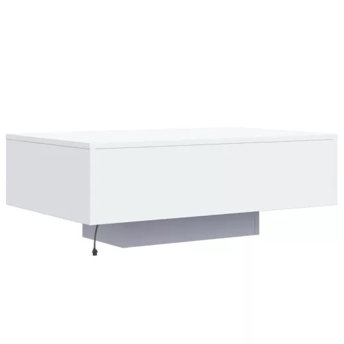 Fehér dohányzóasztal LED-lámpákkal 85 x 55 x 31 cm