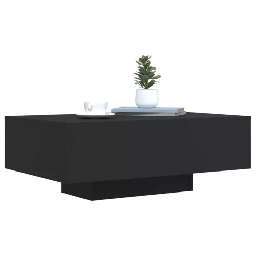 Fekete dohányzóasztal LED-lámpákkal 85 x 55 x 31 cm