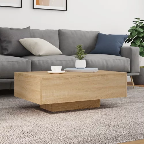Sonoma tölgy színű dohányzóasztal LED-lámpákkal 85 x 55 x 31 cm