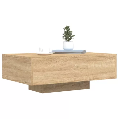 Sonoma tölgy színű dohányzóasztal LED-lámpákkal 85 x 55 x 31 cm