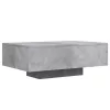 Betonszürke dohányzóasztal LED-lámpákkal 85 x 55 x 31 cm