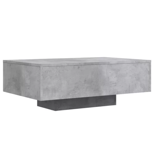 Betonszürke dohányzóasztal LED-lámpákkal 85 x 55 x 31 cm