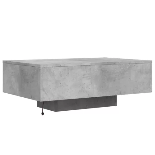 Betonszürke dohányzóasztal LED-lámpákkal 85 x 55 x 31 cm