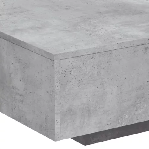 Betonszürke dohányzóasztal LED-lámpákkal 85 x 55 x 31 cm