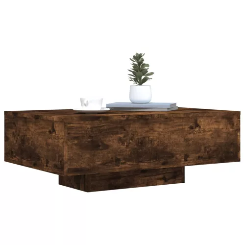 Füstös tölgy színű dohányzóasztal LED-lámpákkal 85 x 55 x 31 cm
