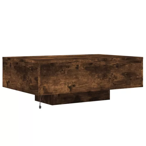 Füstös tölgy színű dohányzóasztal LED-lámpákkal 85 x 55 x 31 cm