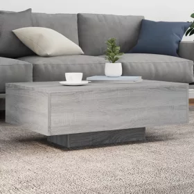   Szürke sonoma színű dohányzóasztal LED-lámpákkal 85x55x31 cm