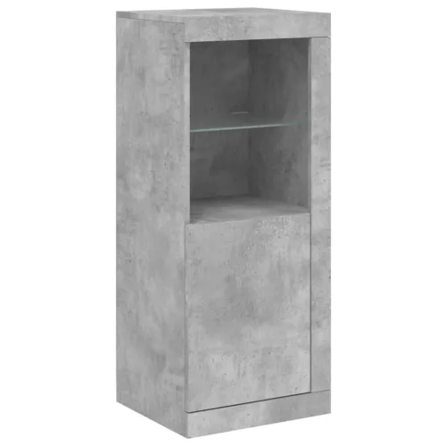 Betonszürke tálalószekrény LED-világítással 41 x 37 x 100 cm