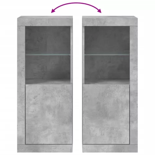 Betonszürke tálalószekrény LED-világítással 41 x 37 x 100 cm