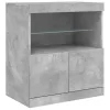Betonszürke tálalószekrény LED-világítással 60 x 37 x 67 cm