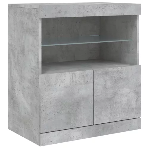 Betonszürke tálalószekrény LED-világítással 60 x 37 x 67 cm