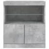 Betonszürke tálalószekrény LED-világítással 60 x 37 x 67 cm