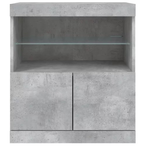 Betonszürke tálalószekrény LED-világítással 60 x 37 x 67 cm