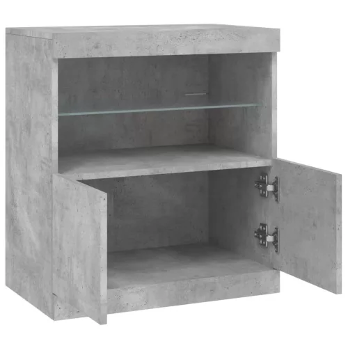 Betonszürke tálalószekrény LED-világítással 60 x 37 x 67 cm