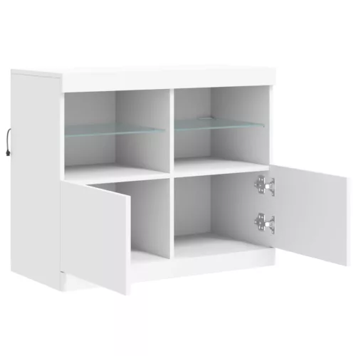 Fehér tálalószekrény LED-világítással 81 x 37 x 67 cm