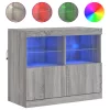 Szürke sonoma színű tálalószekrény LED-ekkel 81 x 37 x 67 cm
