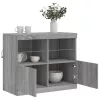 Szürke sonoma színű tálalószekrény LED-ekkel 81 x 37 x 67 cm